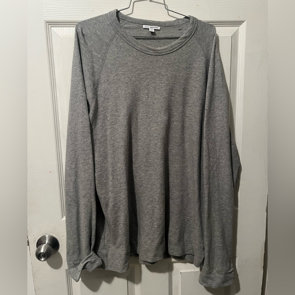 James Perse FRENCH TERRY SWEATSHIRT Size 3 Grey MXI3278 Cotton Mens